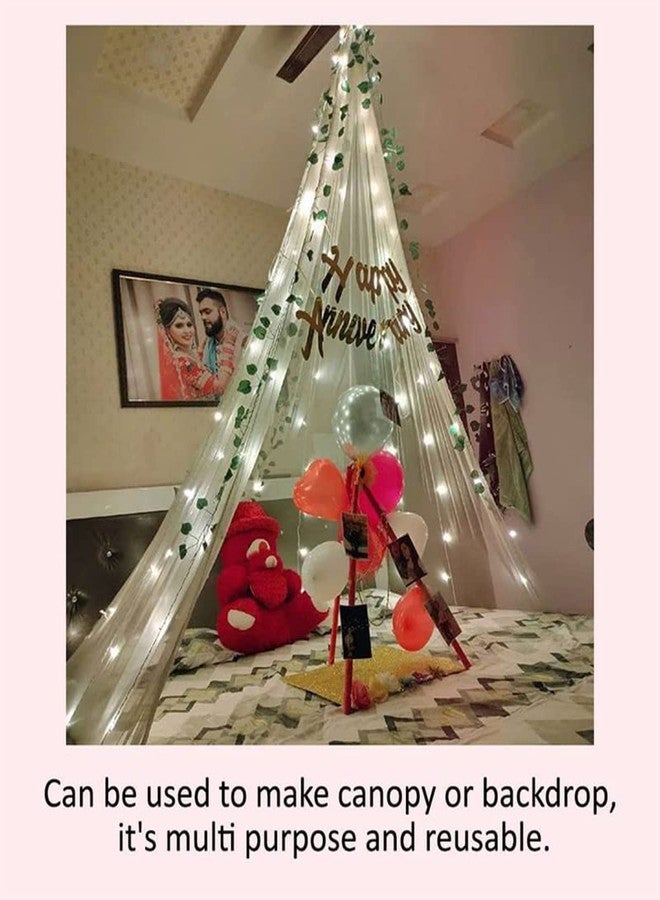 Hemito 6 Pc Canopy Tent for Decoration Blue Back Drop Curtains LED Light Self Adersive Tape with Ribbon| Cabana with Fairy Lights Combo for Valentine Birthdays,Anniversary,Baby Shower,Photo Shoot - Image 5